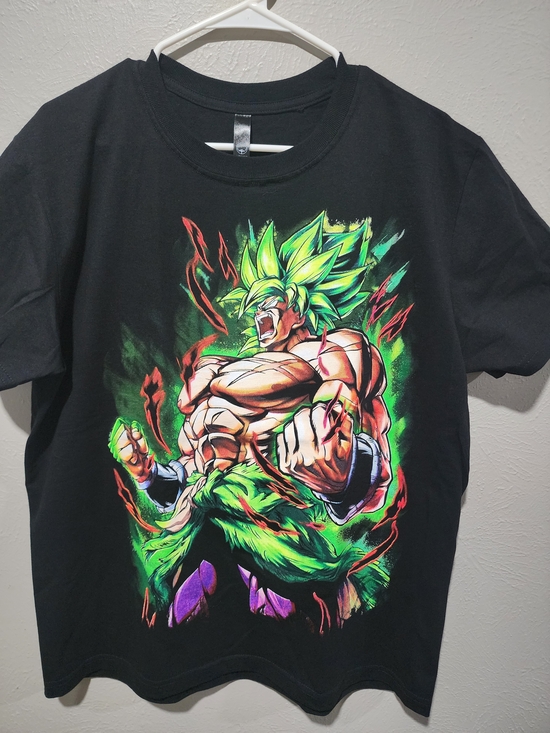 Other - Dragon Ball Z Broly Inspired Men's Black UV Graphic T-Shirt Green Anime Warrior